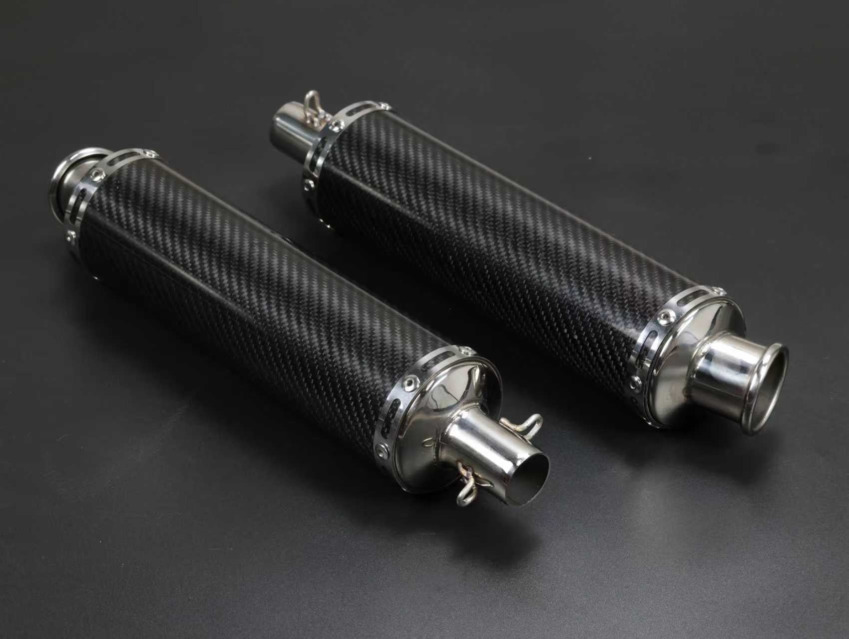 BS2586 - DX & MUNK Twin Down Swept Exhaust With Carbon Mufflers