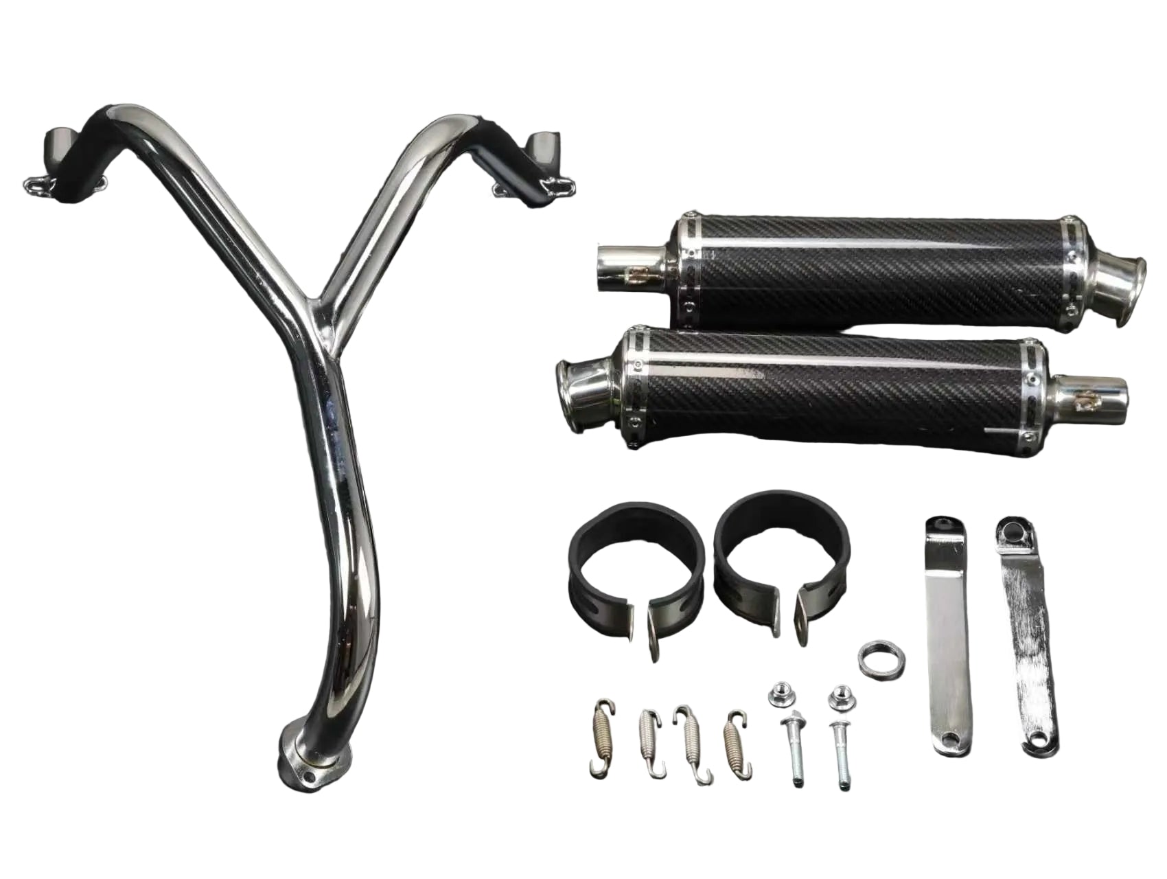 BS2586 - DX & MUNK Twin Down Swept Exhaust With Carbon Mufflers