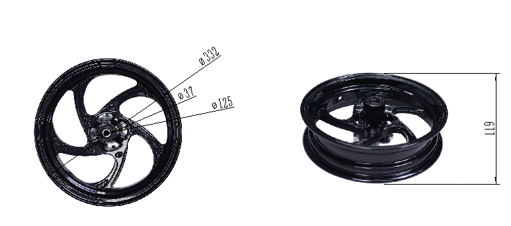 BS3907 - Casting CNC Machined Aluminum Wheel without ABS In Black