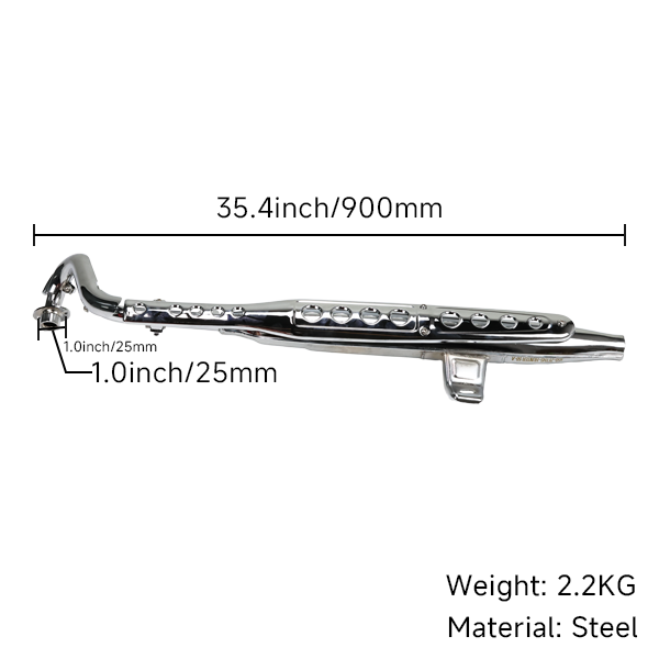 BS0124 - MADMUNK Dx 50-70cc Chrome Standard Upswept Exhaust With E Mark