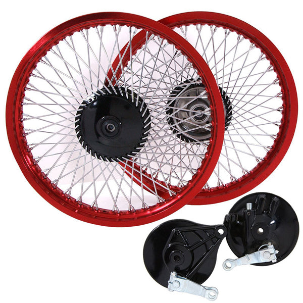 BS0563 1.60J Front & 1.85J Rear 72 Spoke 17 Rims In Red Alloy