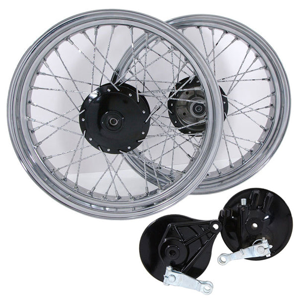BS0609 3.0 Front & 3.50J Rear 36 Twisted Spoke 17 Rims in Chrome