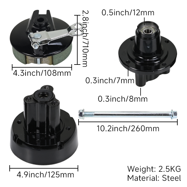 BS1100 Front & Rear Hubs In Black For MUNK