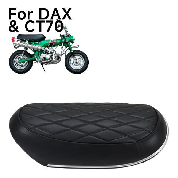 BS1154 - CT70 6V BLACK DIAMOND PATTERN SEAT WITH CHROME BAND