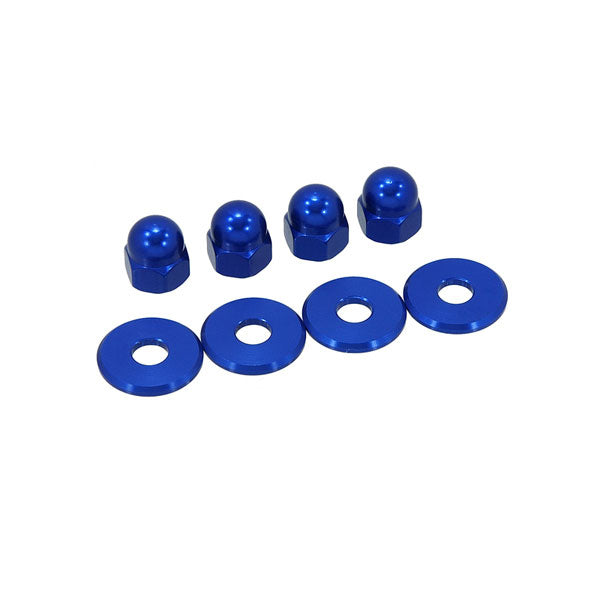 BS3507 - Set of 4 Shock Nut M10 x 1.25 and 4 Washers In Blue