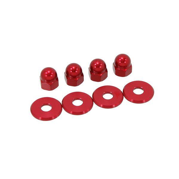 BS3509 - Set of 4 Shock Nut M10 x 1.25 and 4 Washers In Red