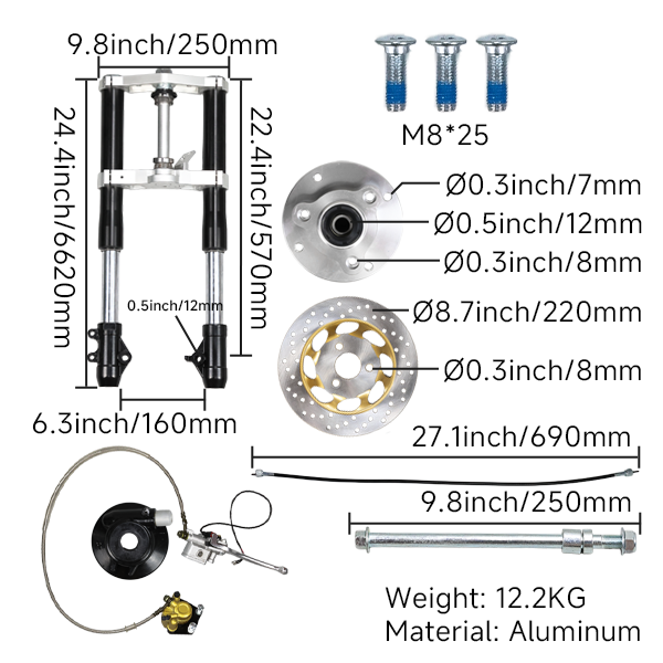 BS1725 - MUNK 45mm USD Black Front Forks With Bevel Front Brake Disc Black