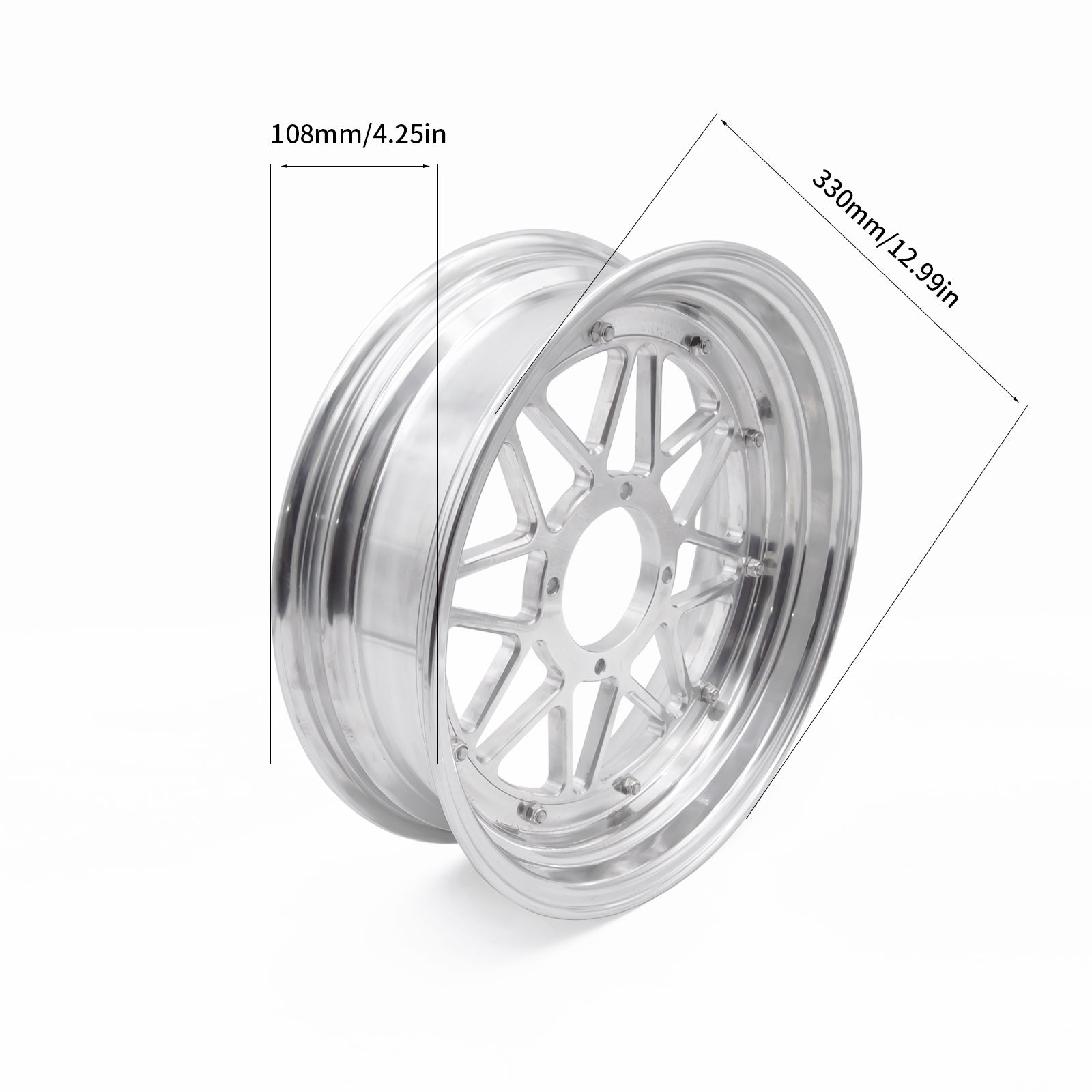 BS2211 - High Quality Polished Alloy 3.0 & 3.5 Front & Rear Tubeless Rims