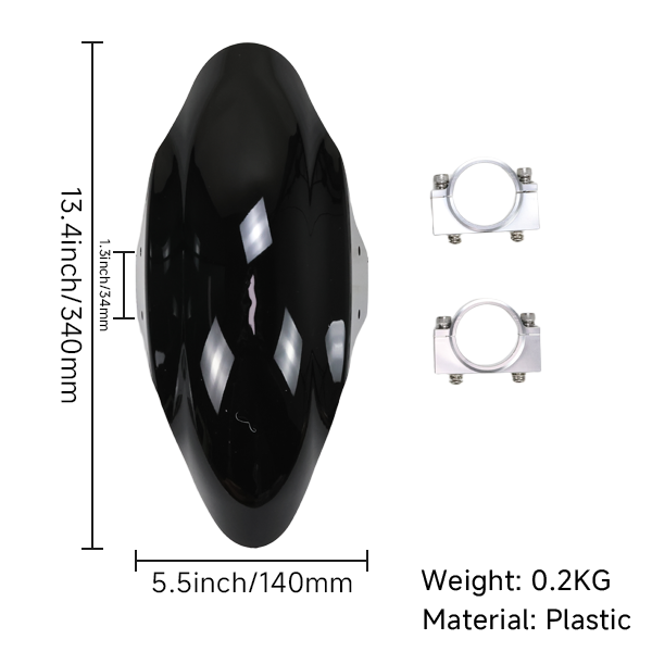 BS2324 - BLACK FRONT FENDER WITH FORK BRACKETS