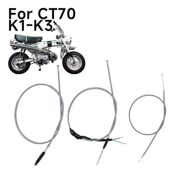 BS2477 - CT70 K1-K3 Style Cable Set Clutch Brake And Throttle Cable Grey