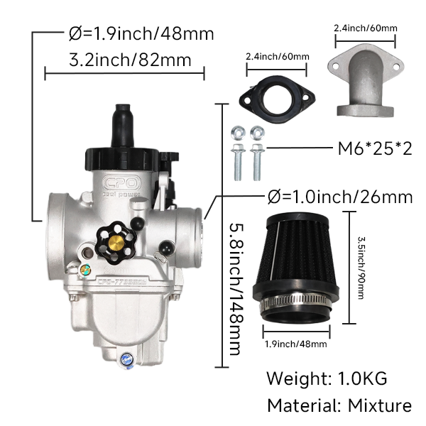 BS2499 - CPO CARB PE26 With Air Filter & Manifold