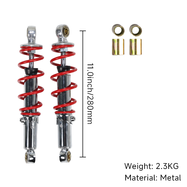 BS2509 - REAR RED AND CHROME REAR SHOCKS 280MM