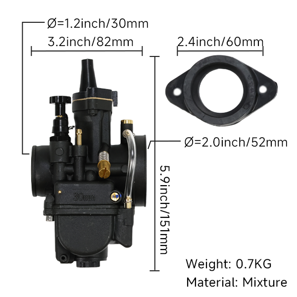 BS2577 - CPO BLACK CARB PWK30 Racing Version PWK30YJ