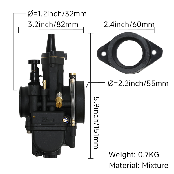 BS2578 - CPO BLACK CARB PWK32 RACING VERSION PWK32YJ