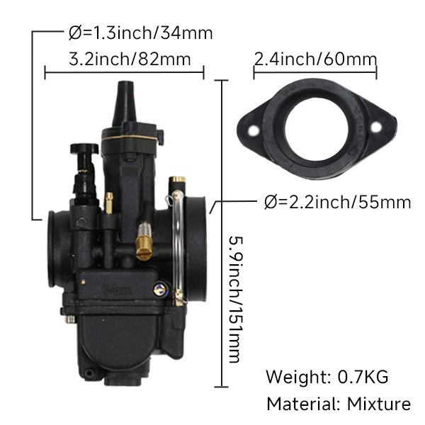 BS2579 - CPO BLACK CARB PWK34 Racing Version PWK34YJ