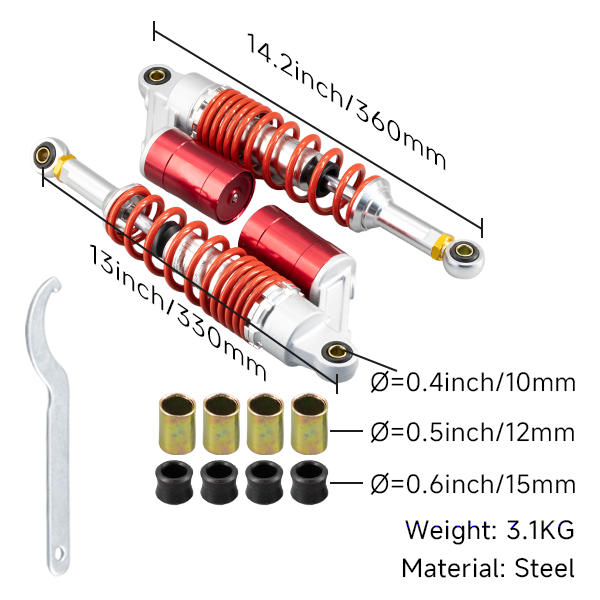 BS3209 - Gas shock absorbers 330mm Red for Honda Dax Monkey & Skyteam