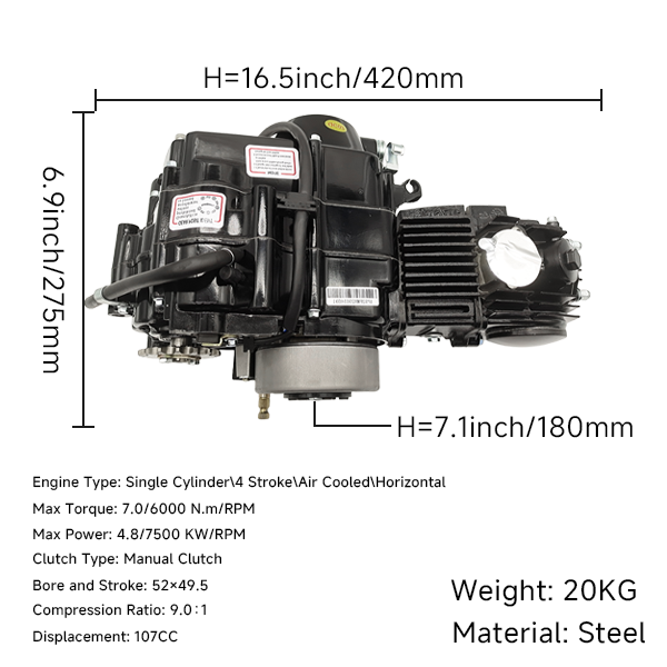 BS3242 - 107CC Black 4 Speed Manual Kick Only