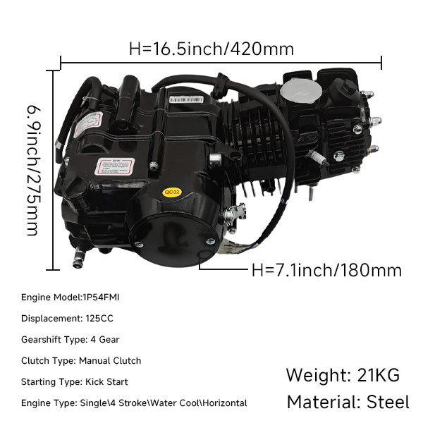BS3331 - 125cc 4 Speed Clutch Engine in Black