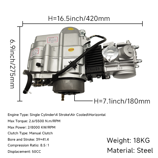 BS3345 - 50cc 4 Speed Clutch Kick Start Only Colour Silver