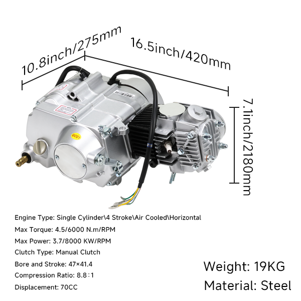 BS3349 - Lifan 70cc 4 Speed Manual Kick Silver