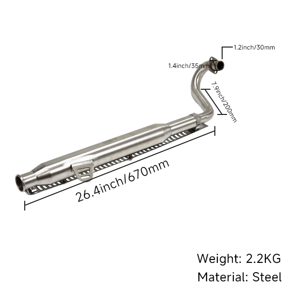 BS3500 - Carbon Performance Dx Upswept S/Steel Exhaust Fit 50cc to 212cc Engines