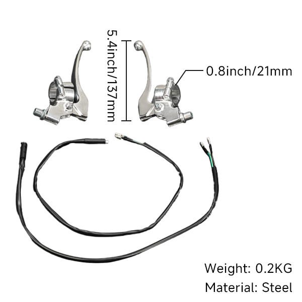 BS3562 - Silver Brake & Clutch Lever Set in Silver With Brake Cables Both Sides