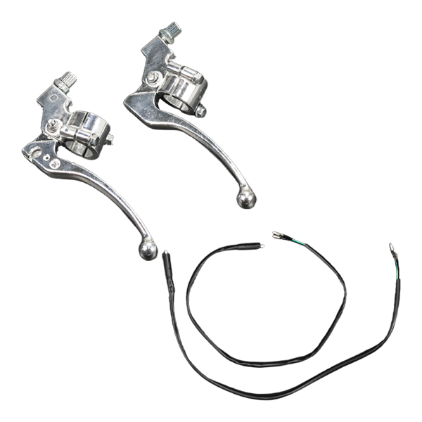 BS3562 - Silver Brake & Clutch Lever Set in Silver With Brake Cables Both Sides