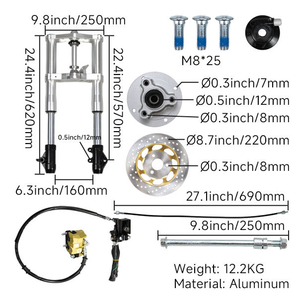 BS3600 - MUNK 45mm USD Silver Front Forks With Bevel Front Brake Disc