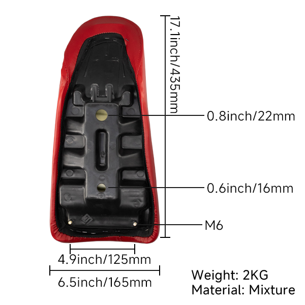 BS3624 - MUNK BAJA Style Red Seat For Chinese Bike