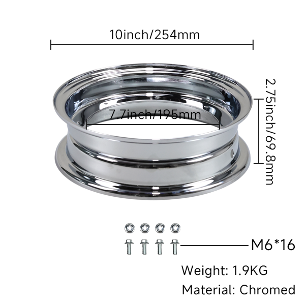 BS3774 - DX High Chromed 2.75J X 10 Rims