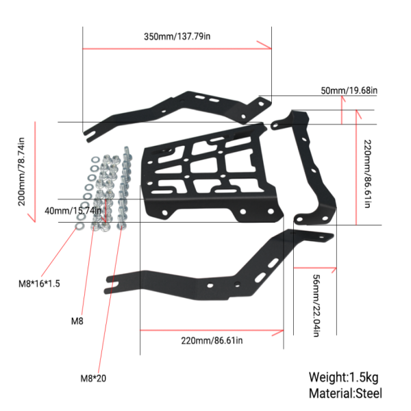 BS3813 - DAX ST125 STEEL REAR RACK IN BLACK
