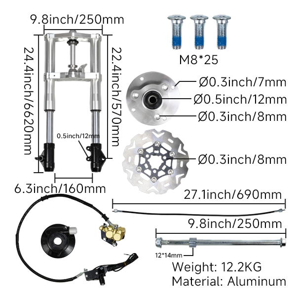 BS3849 - SILVER MUNK USD FORK WITH FLOATING BRAKE DISC