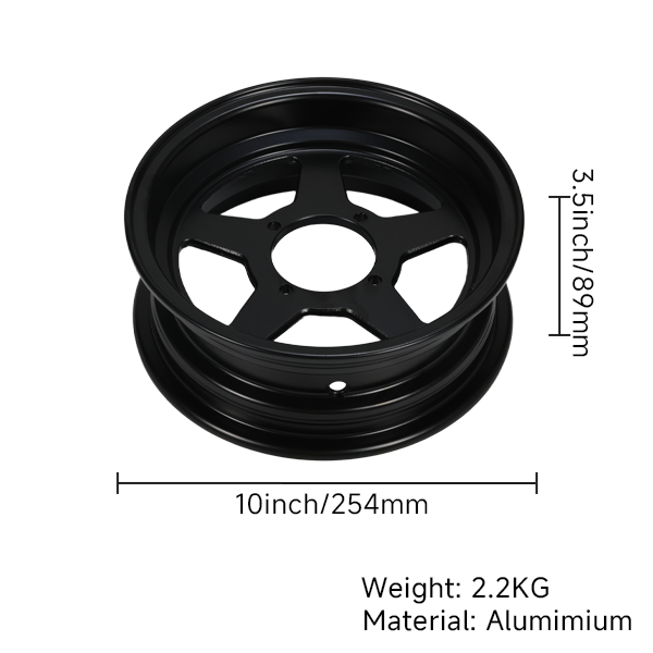 BS3942 - Black 10inch Tubeless Rim 3.50" 5 Holes for Monkey/Gorilla