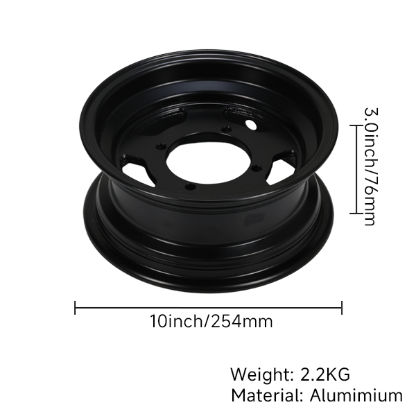 BS3943 - Black 10inch Tubeless Rim 3.00" 5 Holes for Monkey/Gorilla
