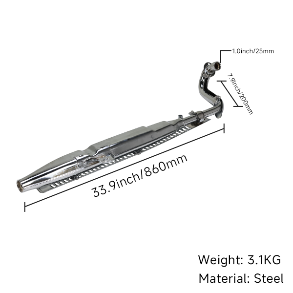 BS4135 - CT70 CHROME EXHAUST WITH CHROME GRILL FOR 125CC
