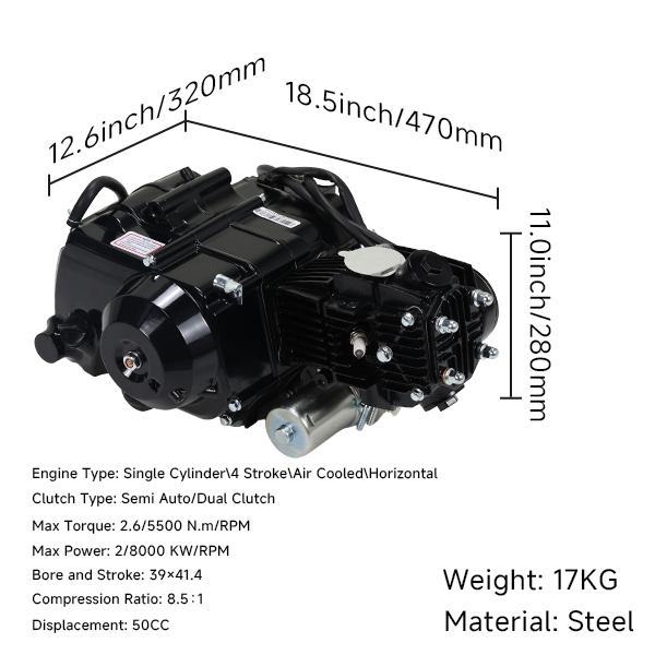 BS4176 - 50CC FULLY AUTOMATIC ENGINE WITH ELECTRIC START IN BLACK