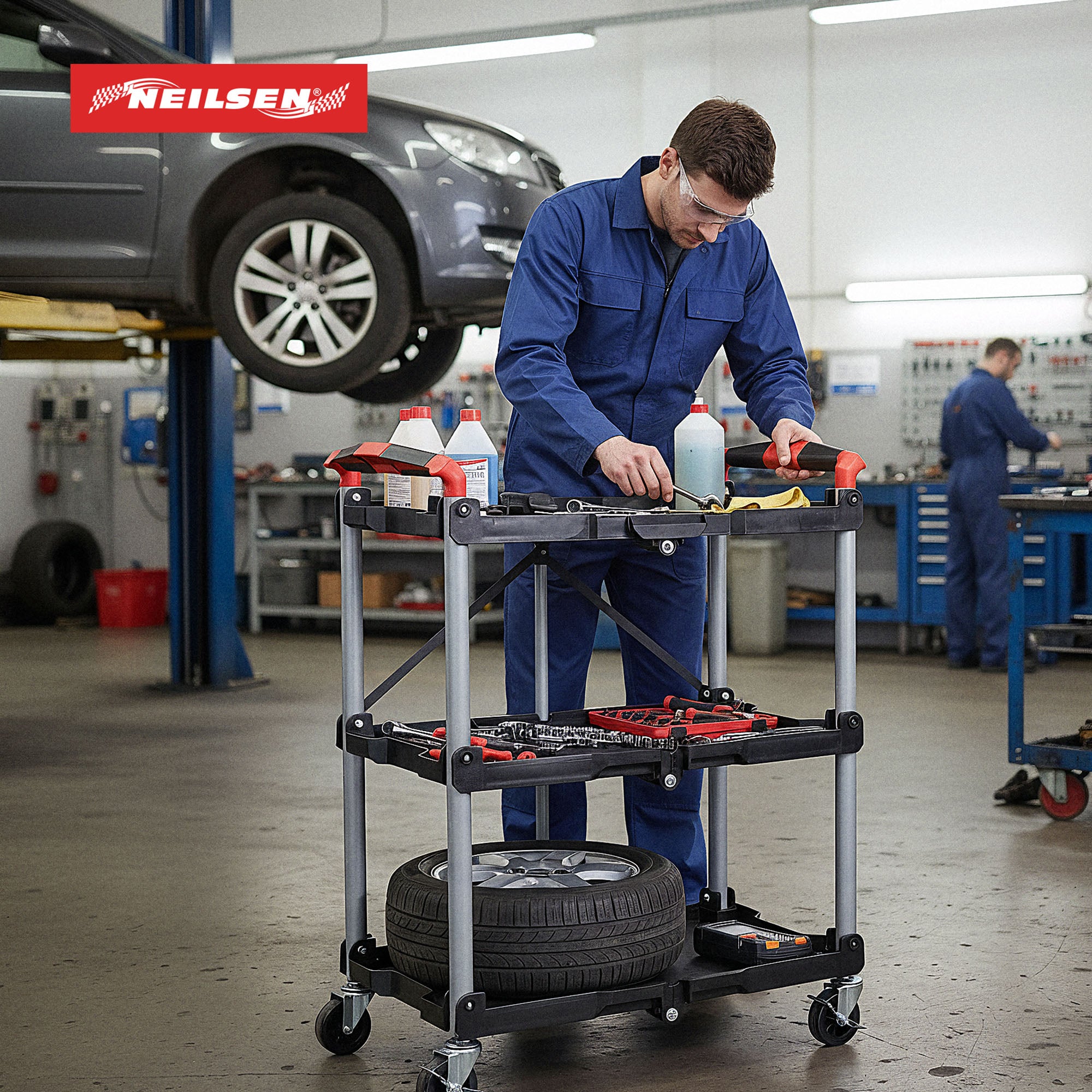 CT0681 - Folding Workshop Trolley 3 Shelf