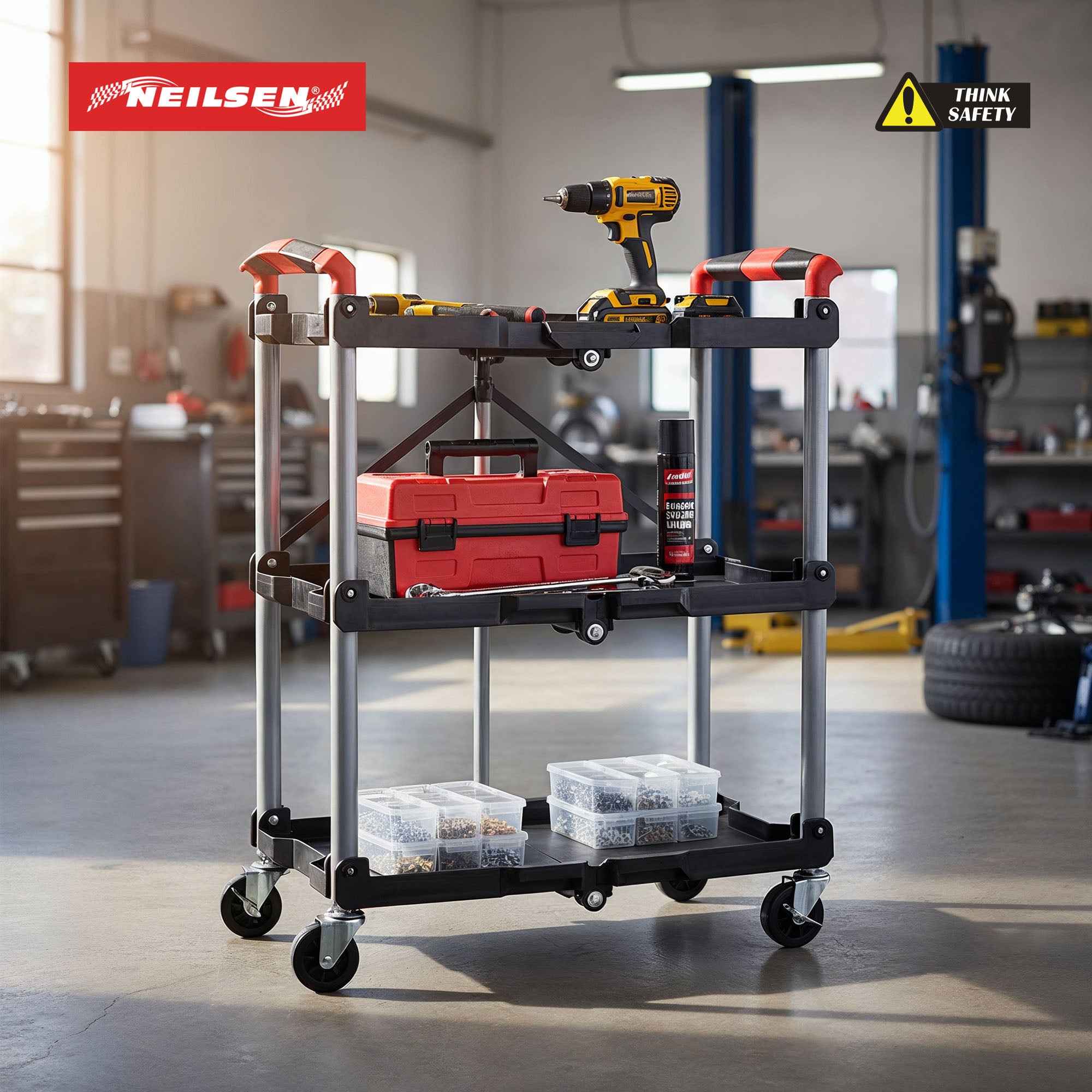 CT0681 - Folding Workshop Trolley 3 Shelf