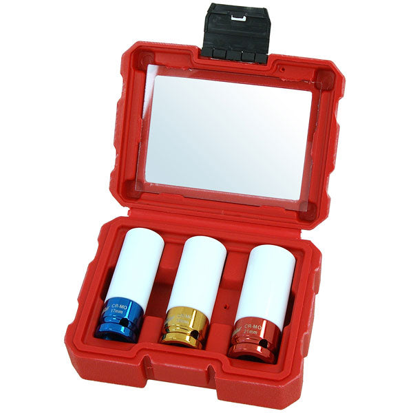 CT0920 - 3pc 1/2in Dr Impact Socket Set withThin Wall and Protective Sleeves