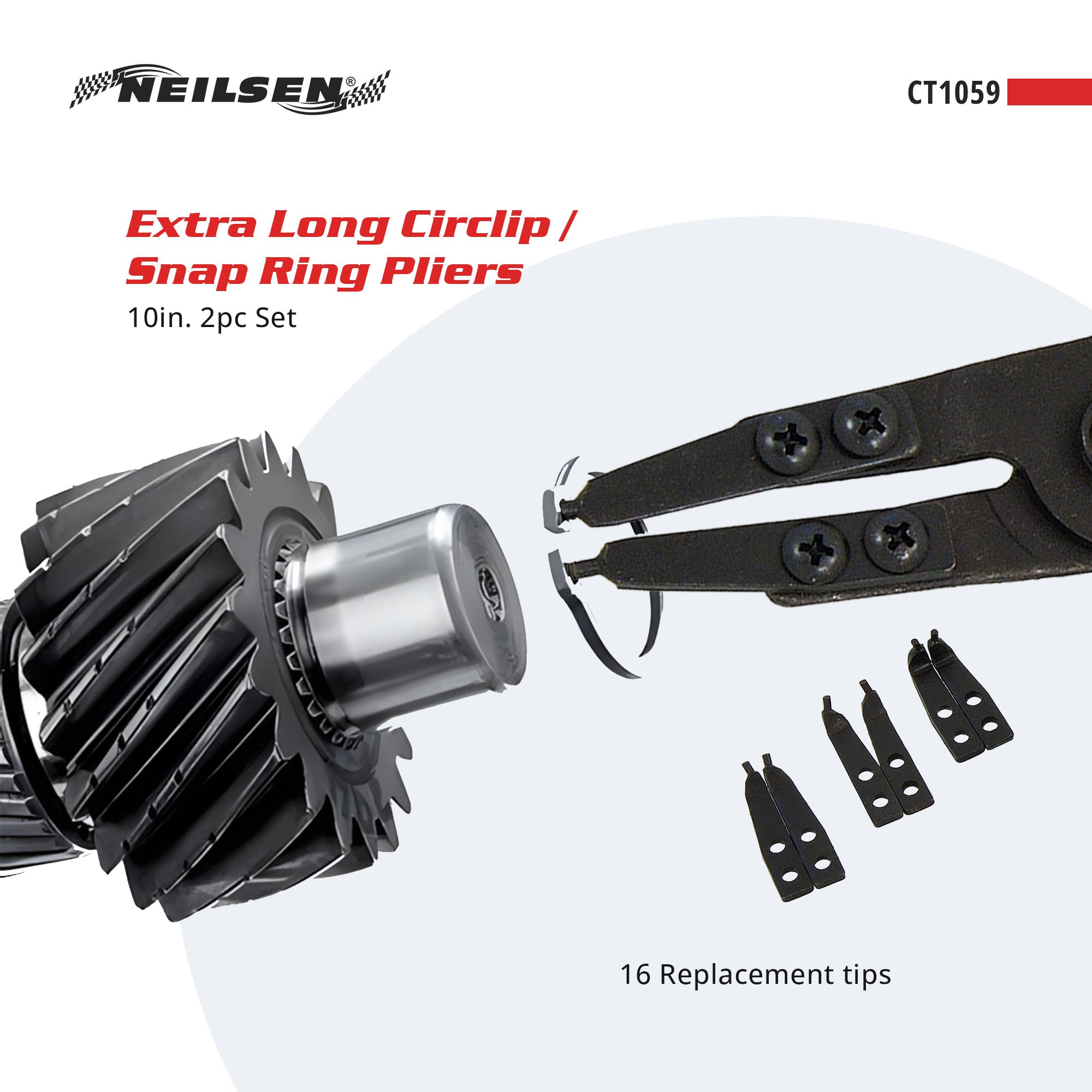 CT1059 - 2pc Circlip Pliers Extra Long