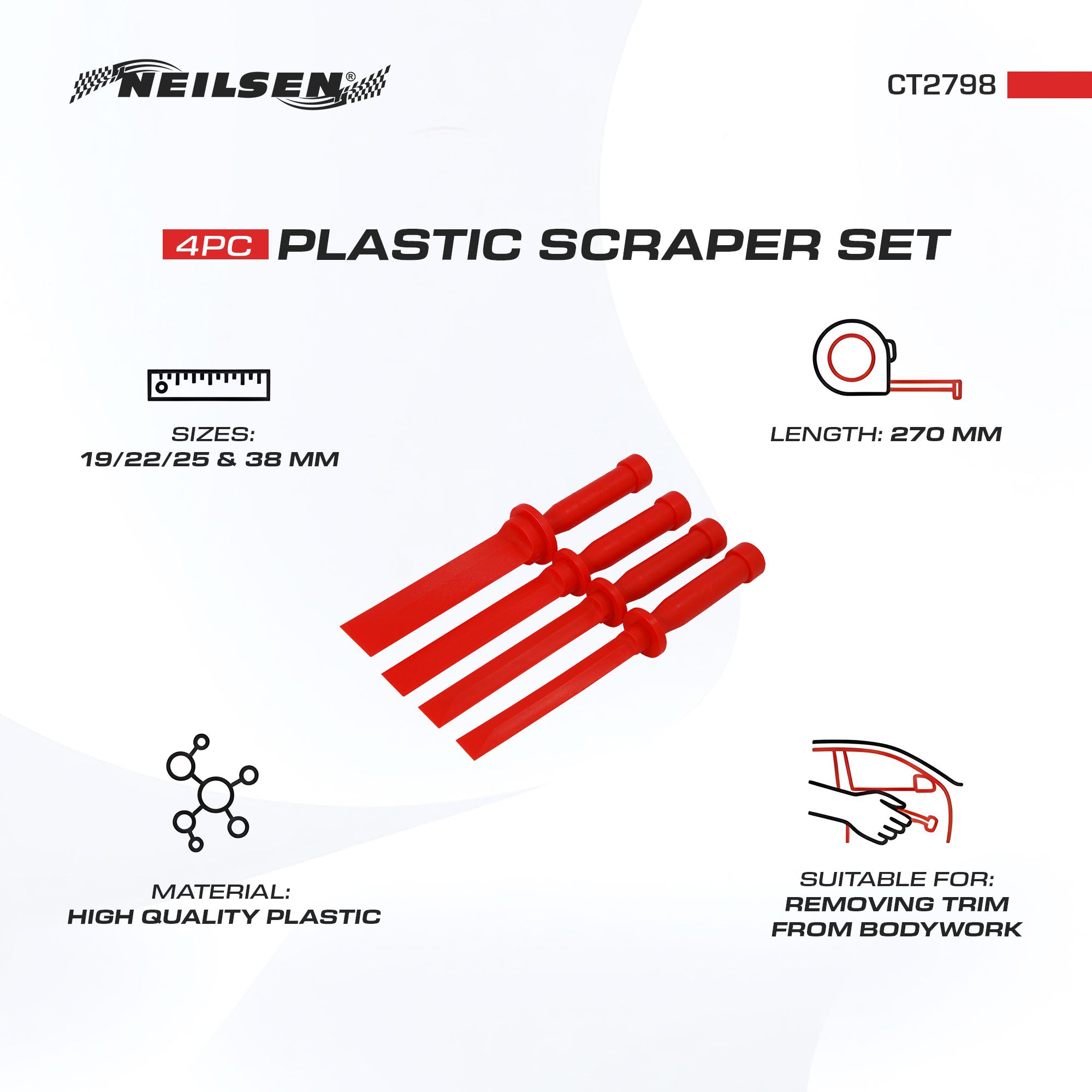 CT2798 - 4pc Plastic Scraper Set