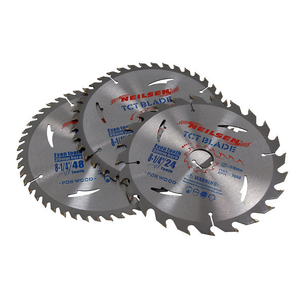 CT3536 - 3pc TCT Circular Saw Blades 210mm
