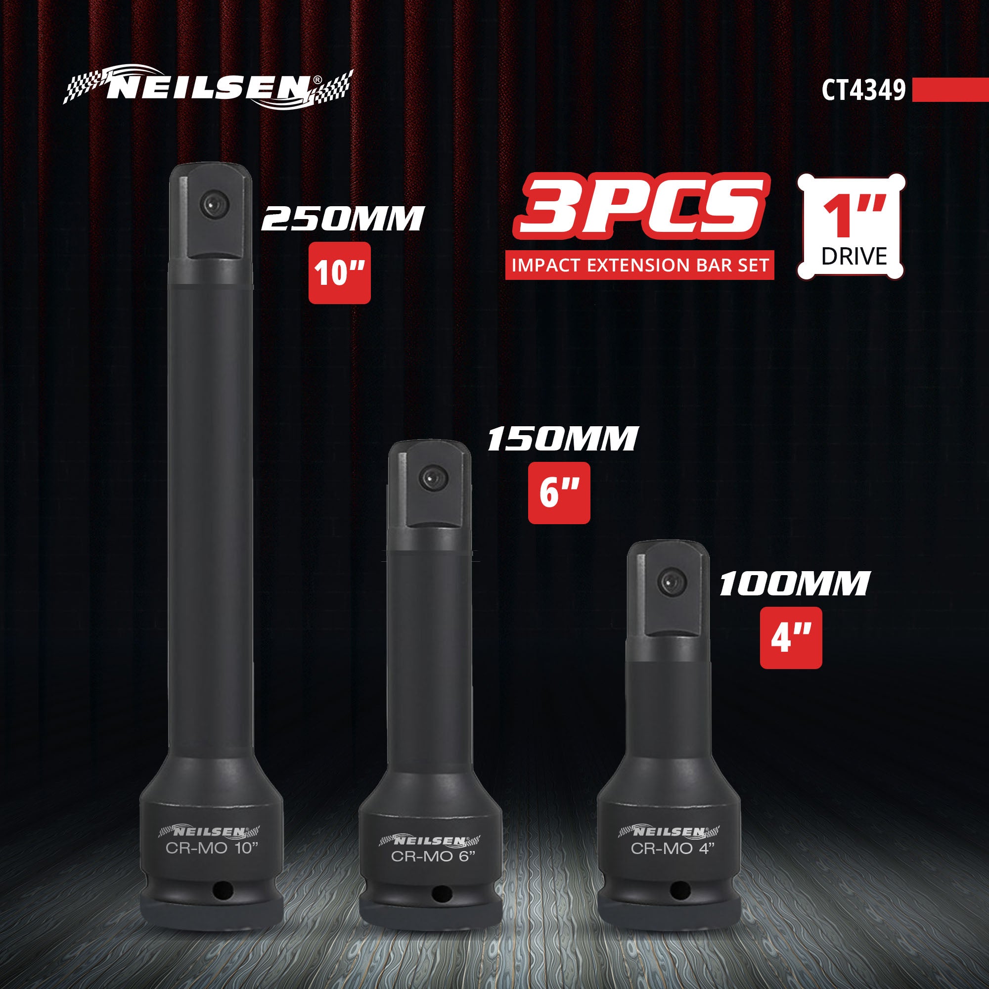 CT4349 - 3pc 1in DR Impact Extension Bar Set