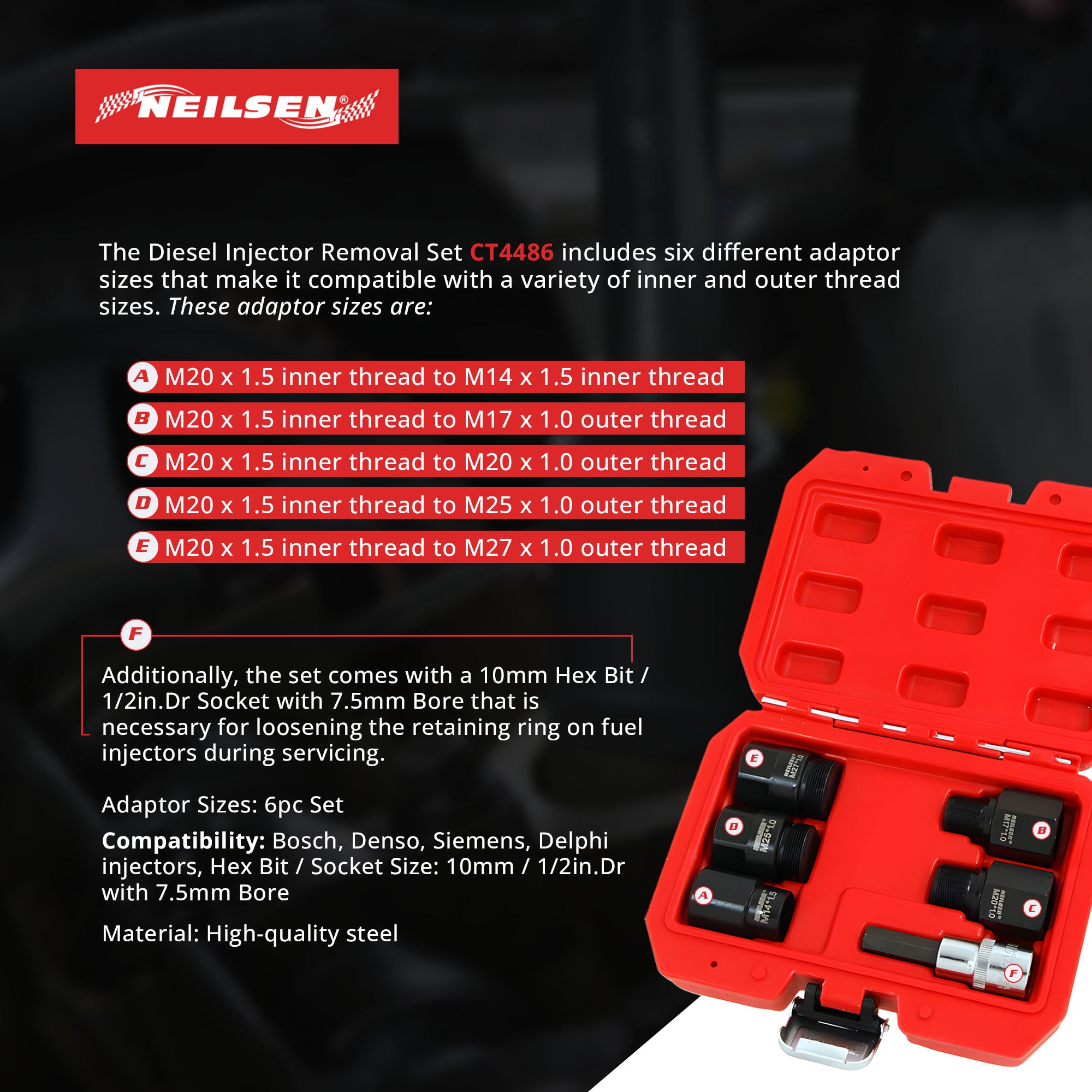 CT4486 - 6pc Diesel Injector Removal Set