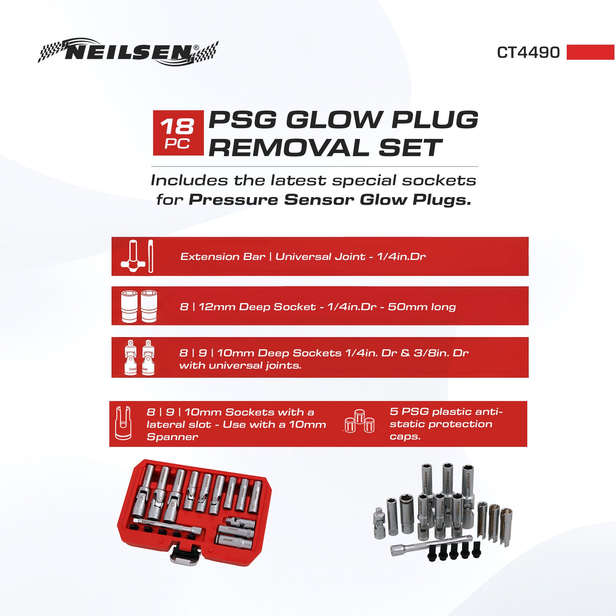 CT4490 - 18pc Glow Plug Socket Set