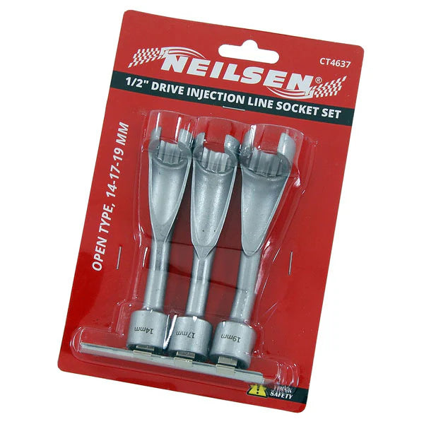 CT4637 - 3pc 1/2in Dr Fuel Injector Line Socket Set for BMW, VW, and Mercedes