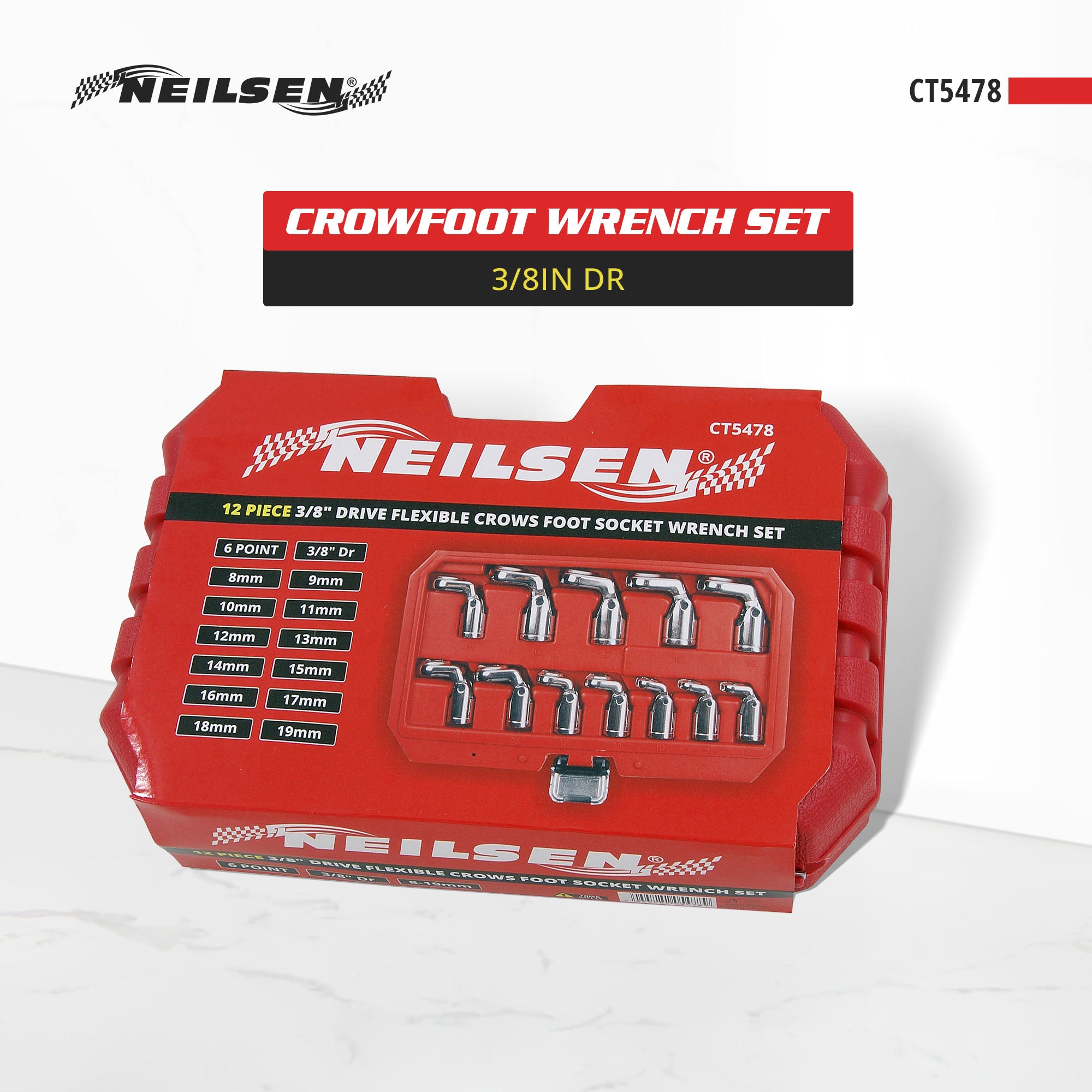 CT5478 - 12pc 3/8in DR Crowfoot Wrench Set