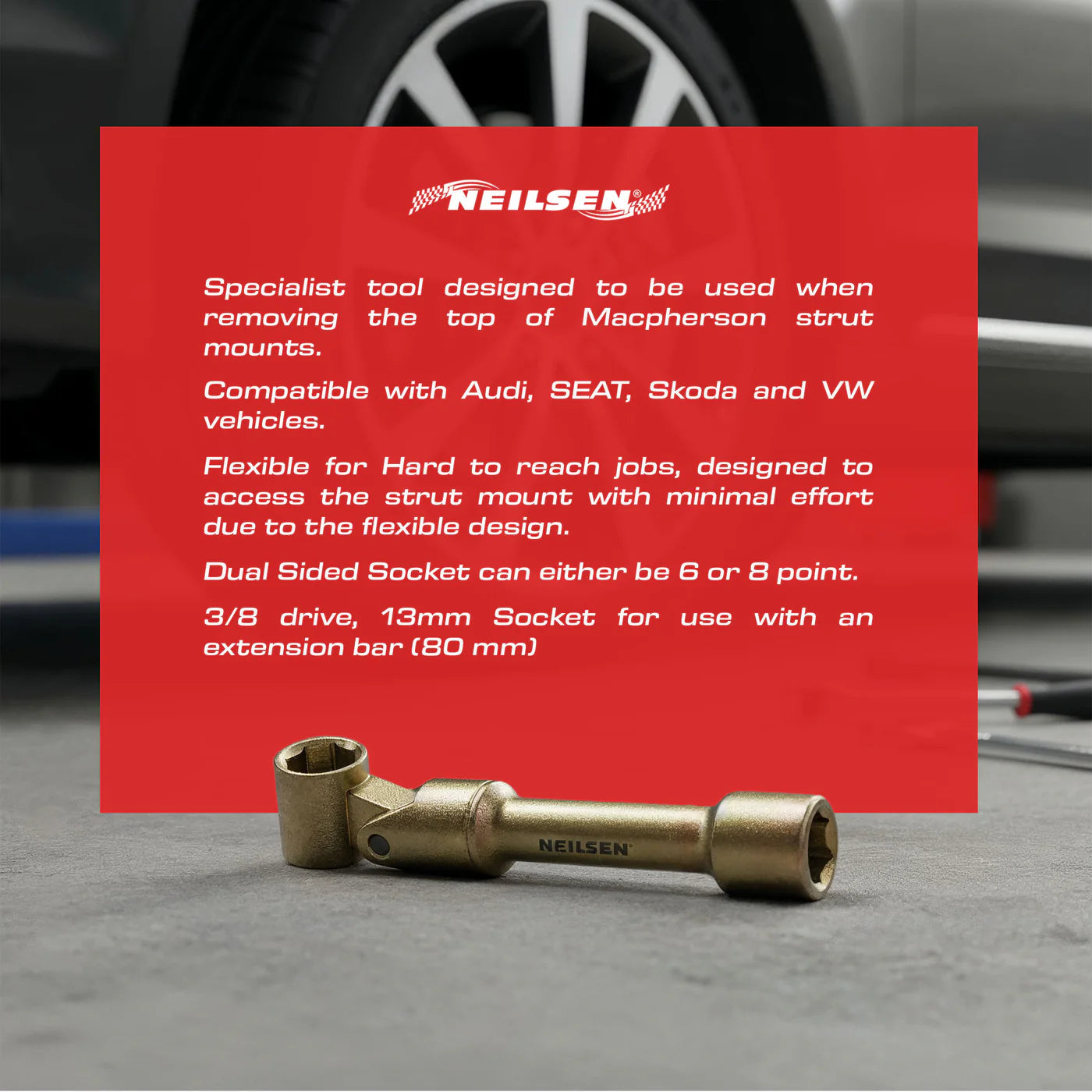 CT6379 - Suspension Fixing Nut Top Mount Tool For VW Audi Seat Skoda VAG 13mm