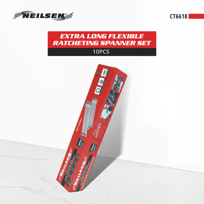 CT6618 - 10pcs Extra Long Flexible Ratcheting Spanner Set