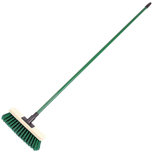 CT6905 - Green Stiff Bristle Broom & Screw Fit Metal Handle - 300mm